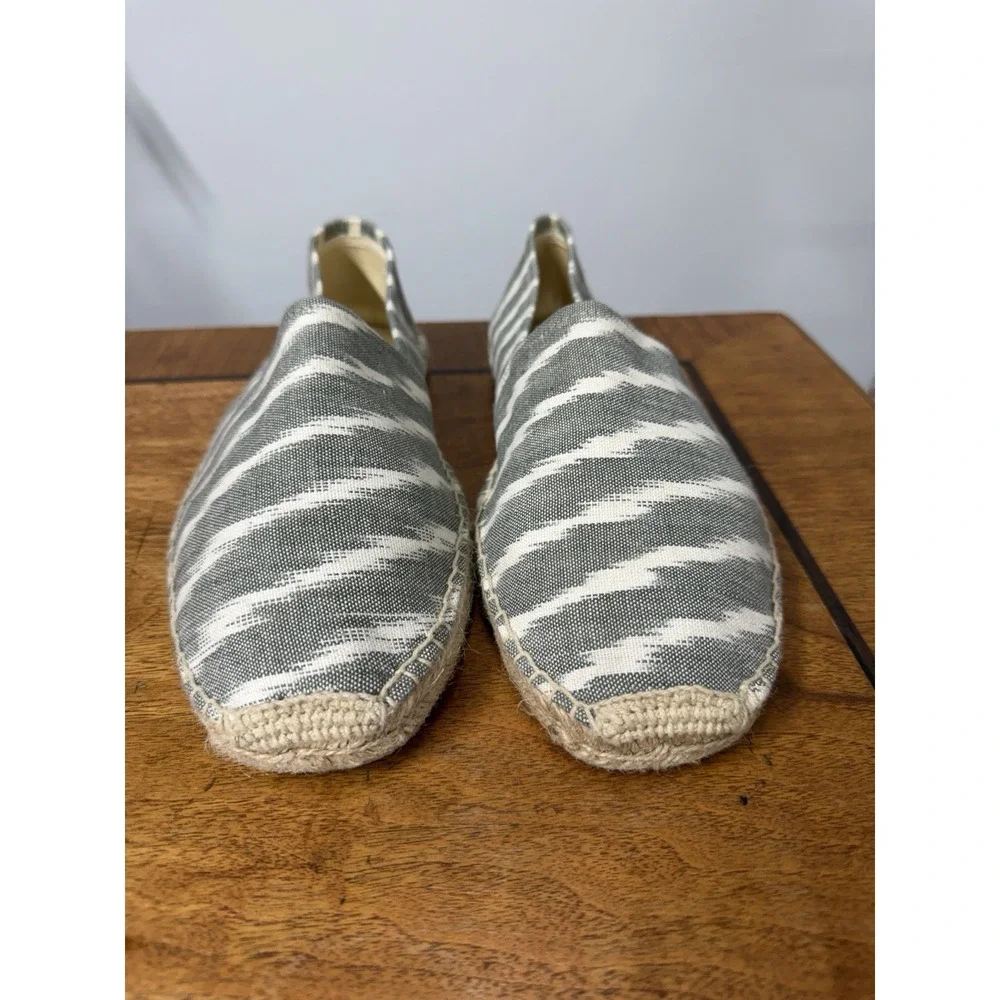 Soludos Women's 11 Gray‎ Striped Smoking Espadrille Slip On Shoes Light Sneakers